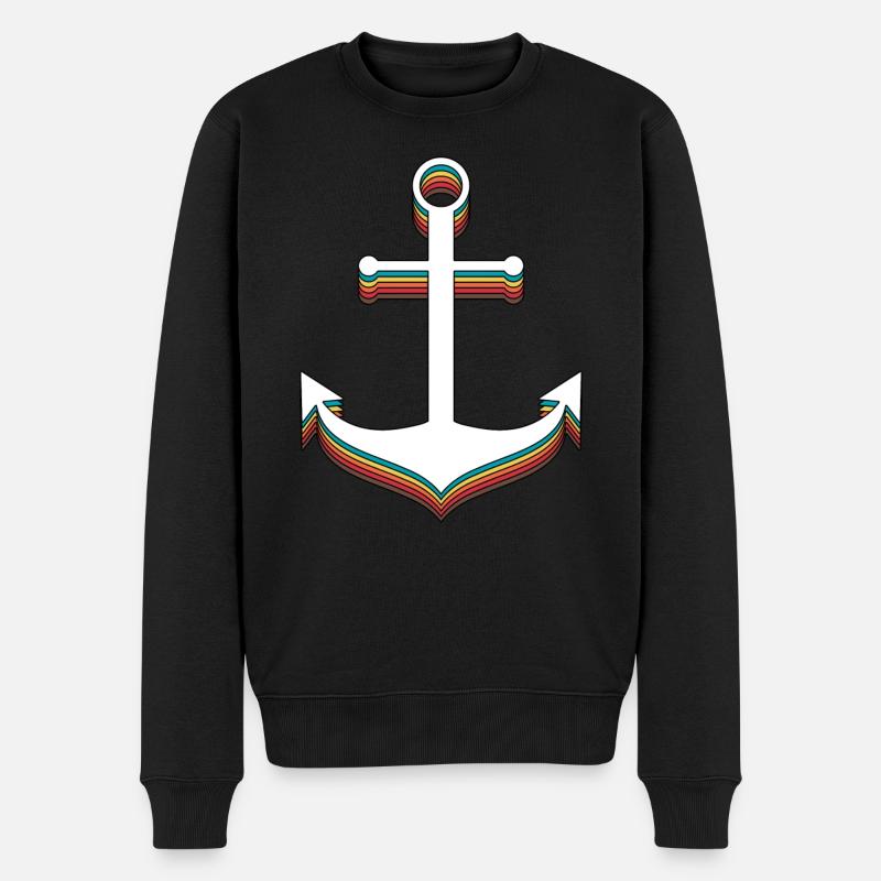 Anker Retro Bunt - Männer Premium Bio Pullover - Schwarz