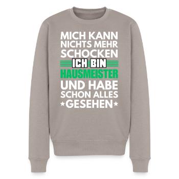 Non-shockable janitor - Men's Premium Organic Jumper - taupe - Front - Nico (187cm)