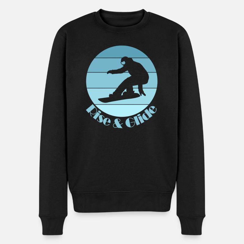 Snowboard Rise & Glide - Männer Premium Bio Pullover - Schwarz