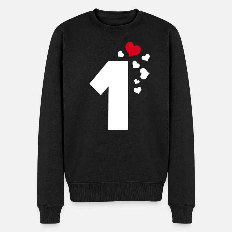1 Herzen Nummer Eins 1. Jubiläum - Männer Premium Bio Pullover - Schwarz