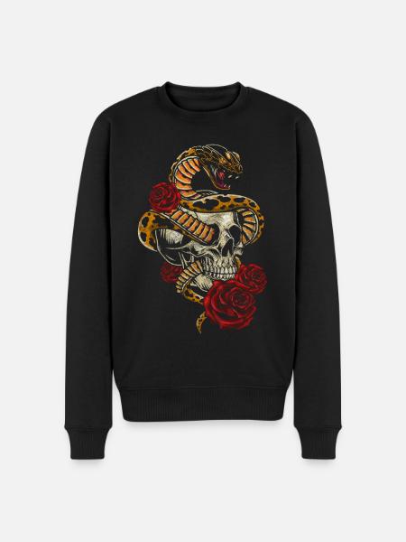 Skull Hardrock Biker - Men's Premium Organic Jumper - black