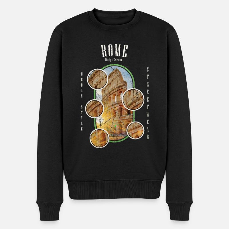 Rom Italien Stadt Skyline Kolosseum Heimat Liebe - Männer Premium Bio Pullover - Schwarz