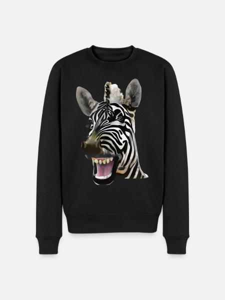 Broadly grinning zebra - Men's Premium Organic Jumper - black