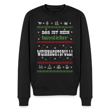 Das ist mein hässlicher Weihnachtspulli - Männer Premium Bio Pullover - Schwarz - Vorne - Nico (187cm)