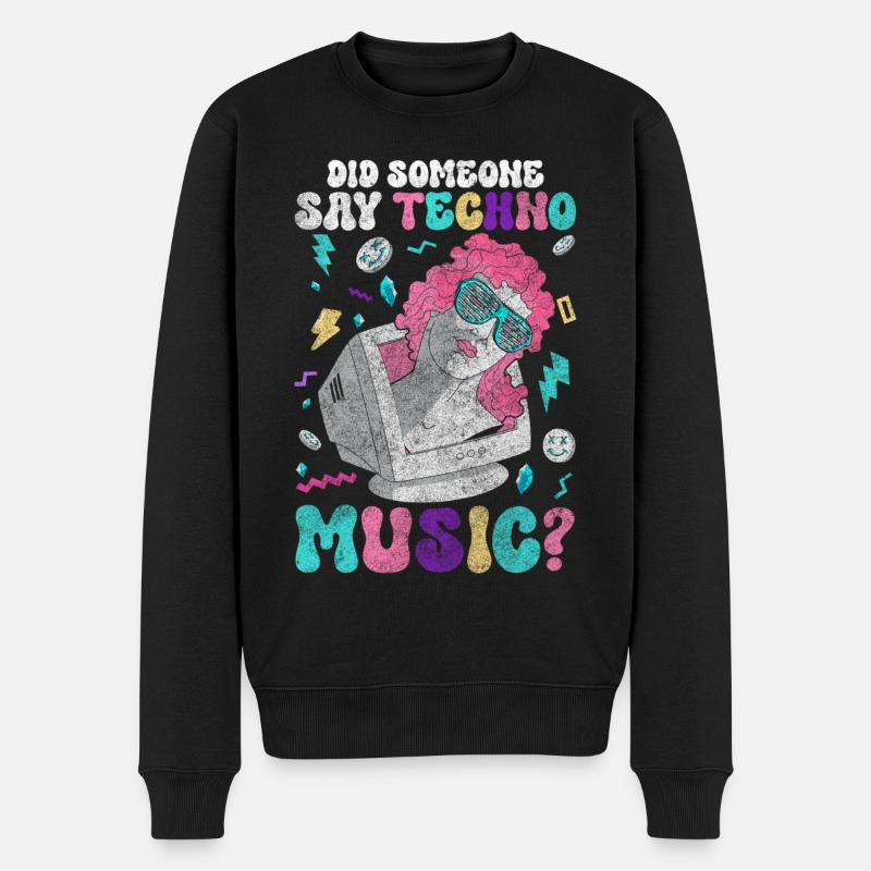 Techno Dubstep Raver - Männer Premium Bio Pullover - Schwarz