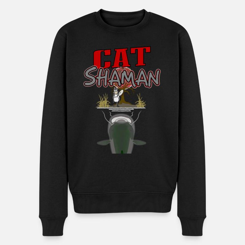 Chaman de poisson-chat - Pull Premium bio Homme - noir