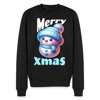 Merry Xmas Snowman - Men's Premium Organic Jumper - black - Front - Nico (187cm)