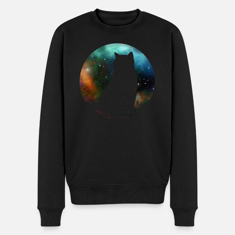 Mignon chat de l’espace galactique - Pull Premium bio Homme - noir