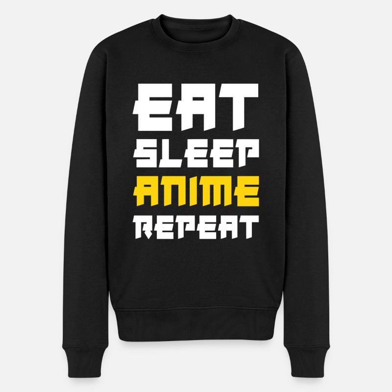 Manger Sommeil Anime Répéter - Pull Premium bio Homme - noir