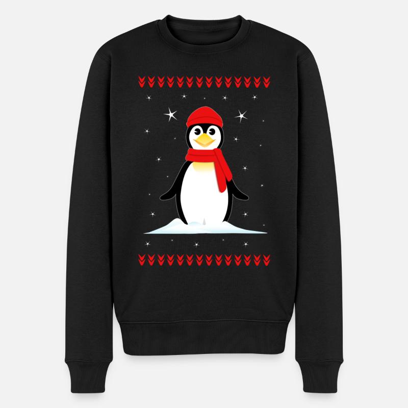Pinguin Weihnachten Winter - Männer Premium Bio Pullover - Schwarz