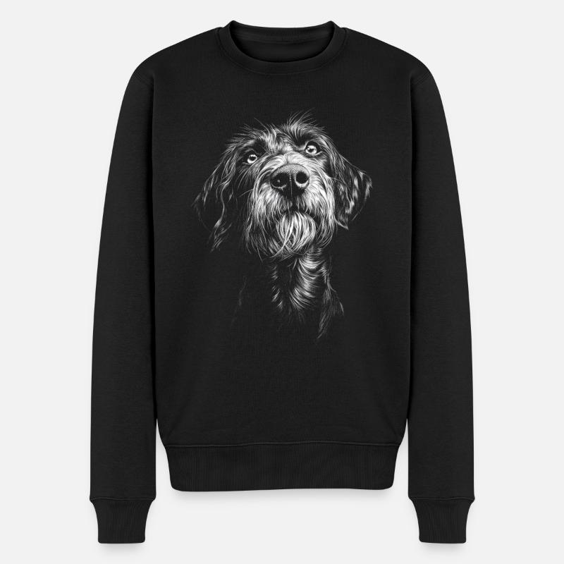 Deutsch Drahthaar Portrait Jagdhunde Hunde Jäger - Männer Premium Bio Pullover - Schwarz