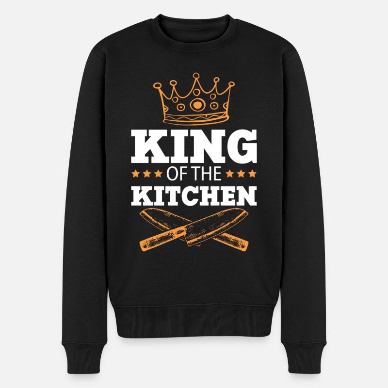 chefkoch king spruch koch - Männer Premium Bio Pullover - Schwarz
