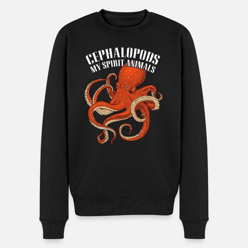 Großer Oktopus Krake Tintenfisch - Männer Premium Bio Pullover - Schwarz