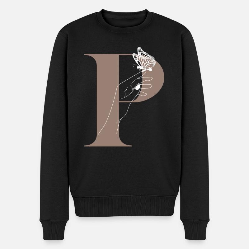 Buchstabe P Magischer Schmetterling - Männer Premium Bio Pullover - Schwarz
