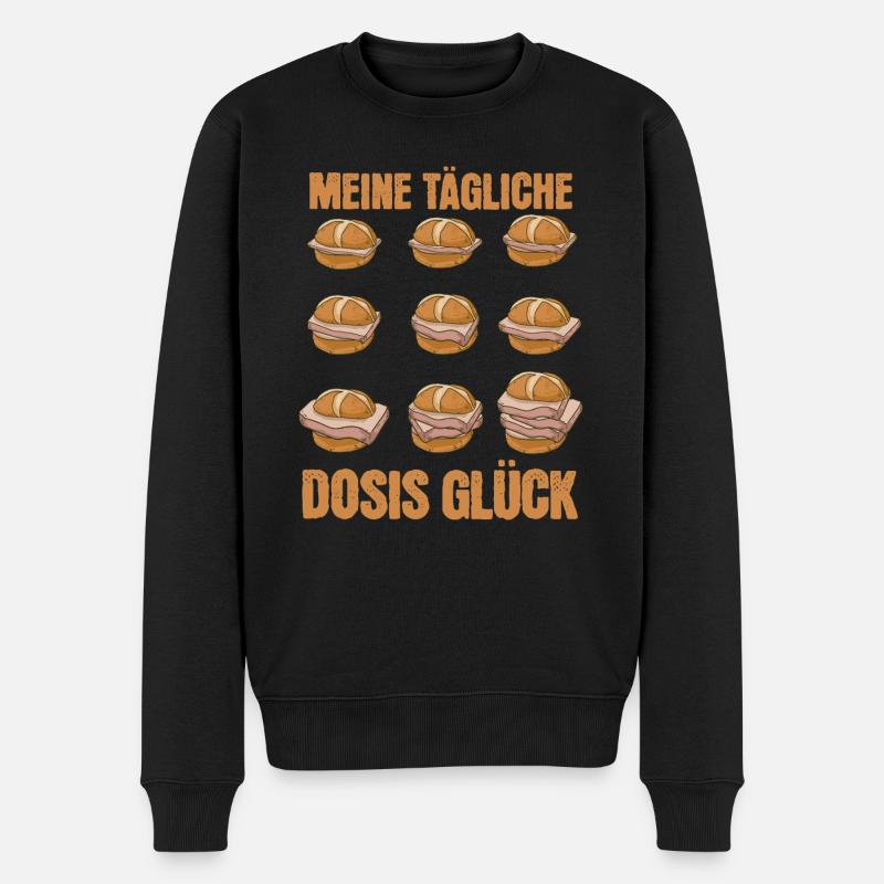 Leberkäse Glücks Dosis Bayrisch Leberkässemmel - Männer Premium Bio Pullover - Schwarz