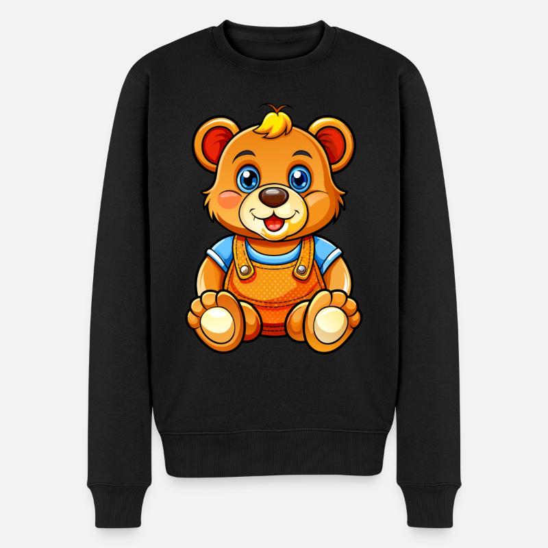Teddy mit Latzhose - Männer Premium Bio Pullover - Schwarz