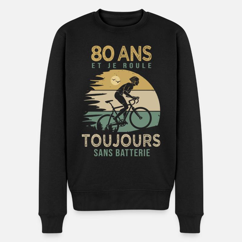 80 ans cadeau vélo 80 anniversaire velo - Pull Premium bio Homme - noir