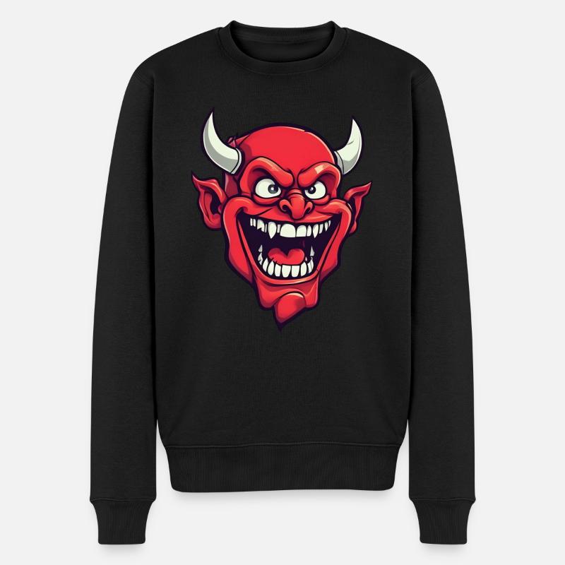 Halloween Dämon Teufel Kopf - Männer Premium Bio Pullover - Schwarz