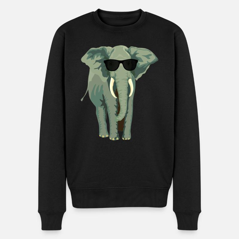 Elephant with sunglass - Männer Premium Bio Pullover - Schwarz