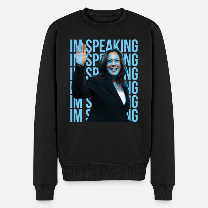 Kamala Harris Im Speaking - Männer Premium Bio Pullover - Schwarz