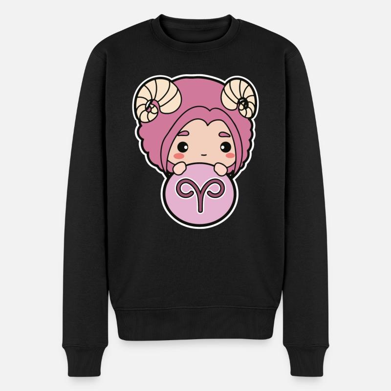 Widder Chibi - Männer Premium Bio Pullover - Schwarz