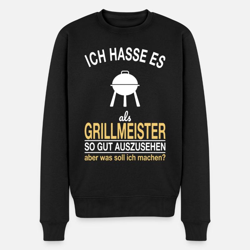 Grillmeister Spruch - Männer Premium Bio Pullover - Schwarz