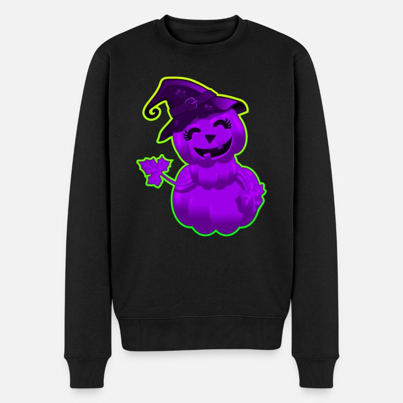 Niedlicher Halloween-Kürbis - Violett - Männer Premium Bio Pullover - Schwarz