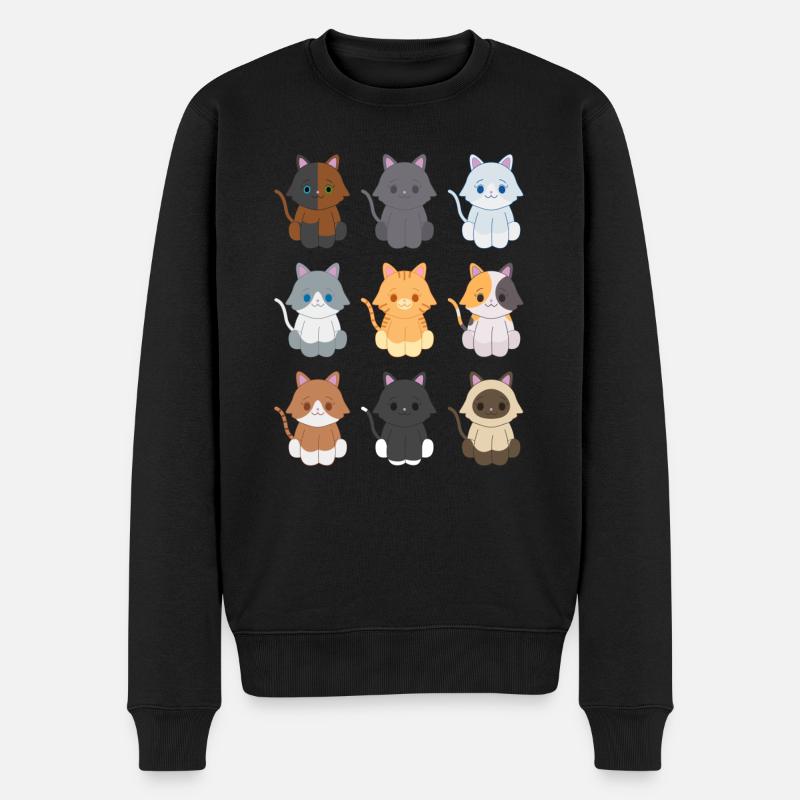 9 kleine Kätzchen - Männer Premium Bio Pullover - Schwarz