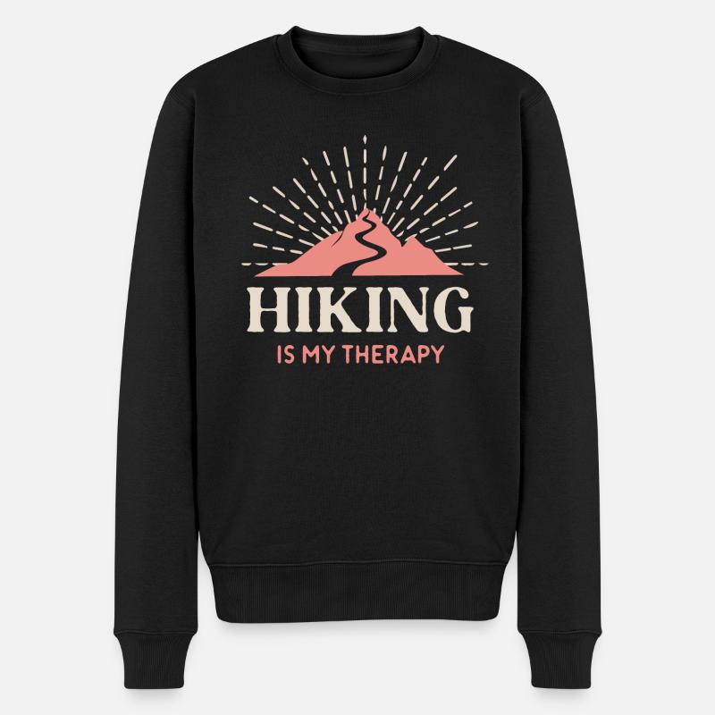 Hiking is my Therapy - Männer Premium Bio Pullover - Schwarz