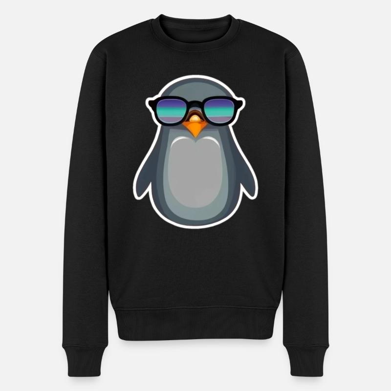 Pingvin klasse med solbriller - Økologisk premium-sweatshirt til mænd - sort