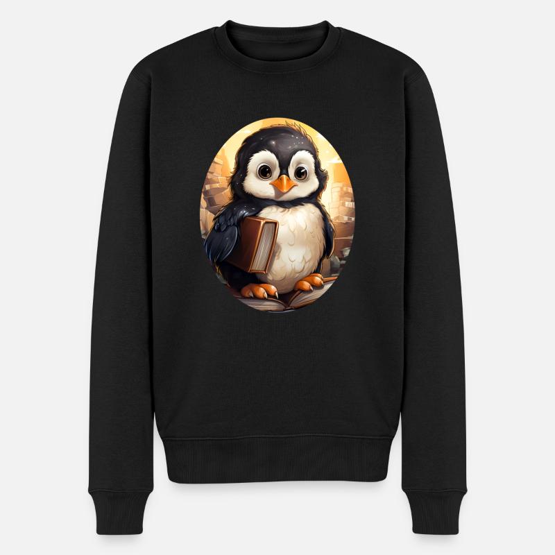 Pinguin - Männer Premium Bio Pullover - Schwarz