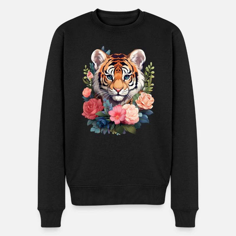 Tiger - Männer Premium Bio Pullover - Schwarz