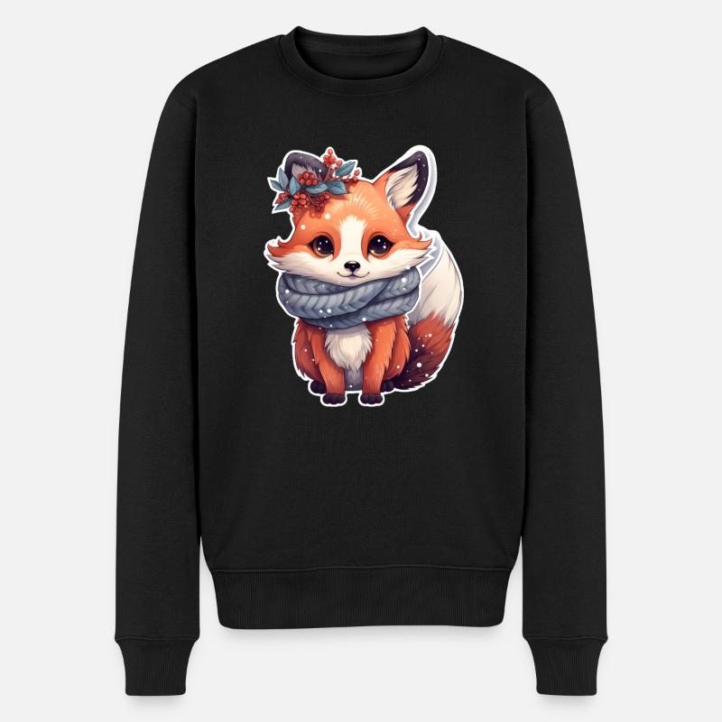 cute fox wintry - Men's Premium Organic Jumper - black