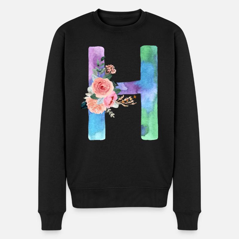 Buchstabe H Aquarell - Männer Premium Bio Pullover - Schwarz