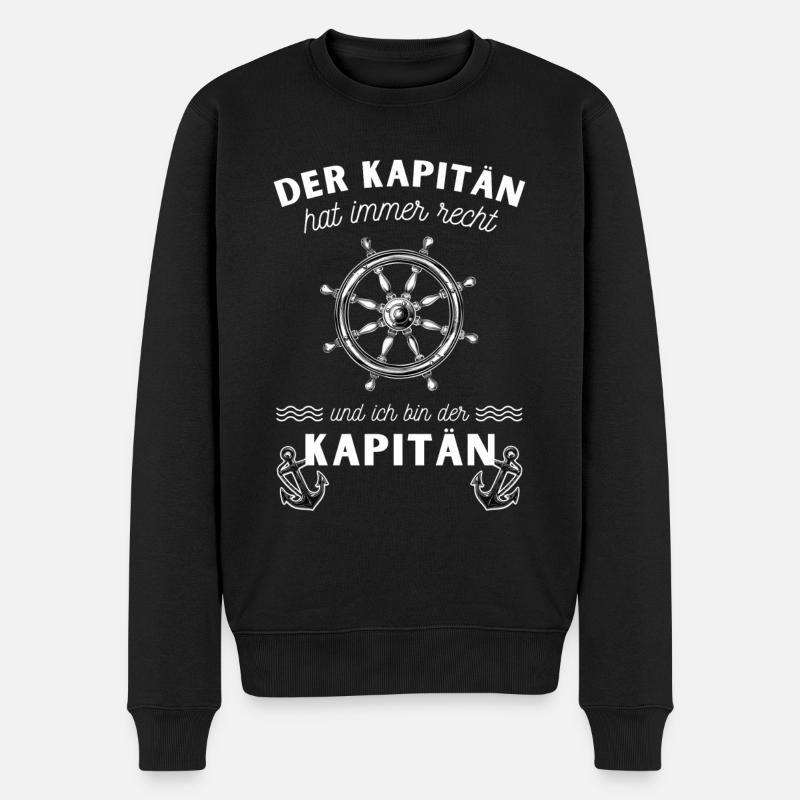 Der Kapitän hat immer recht / Kapitän Geschenk - Männer Premium Bio Pullover - Schwarz