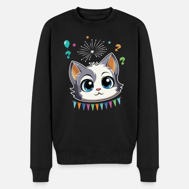 Conception de célébration de fête d’anniversaire - Chat mignon - Pull Premium bio Homme - noir