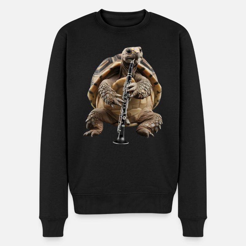 Schildkröte Klarinette - Männer Premium Bio Pullover - Schwarz