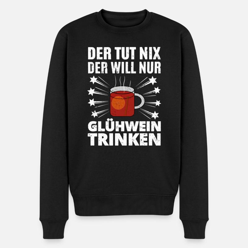 Glühwein Trinker - Männer Premium Bio Pullover - Schwarz