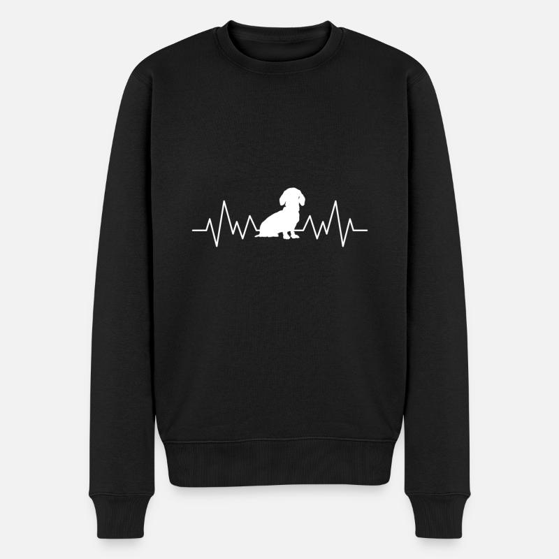 Dackel Herzschlag für Dackelbesitzer - Männer Premium Bio Pullover - Schwarz
