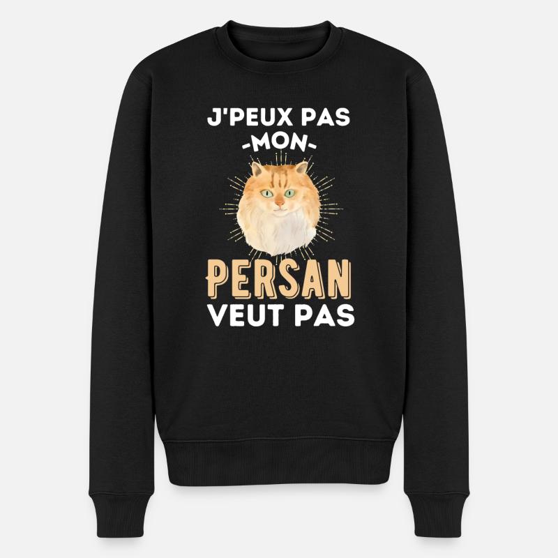 Chat persan - Pull Premium bio Homme - noir