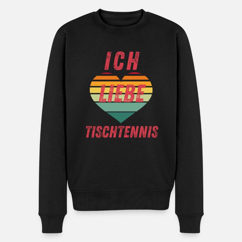 Ich liebe Tischtennis - Männer Premium Bio Pullover - Schwarz