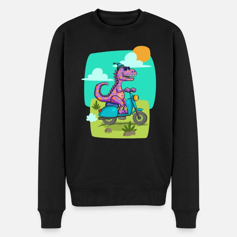 Dino Scooter Cool - Männer Premium Bio Pullover - Schwarz