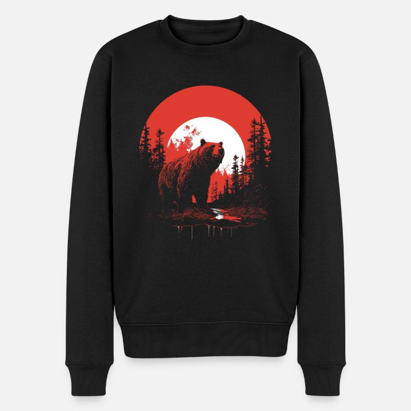 Roter Nachtbär - Männer Premium Bio Pullover - Schwarz