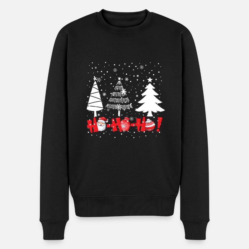 Hohoho-Weihnachtsbäume - Männer Premium Bio Pullover - Schwarz