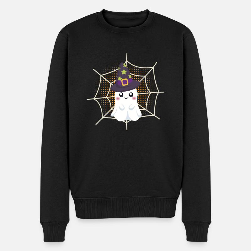 Spooky Ghost - Männer Premium Bio Pullover - Schwarz