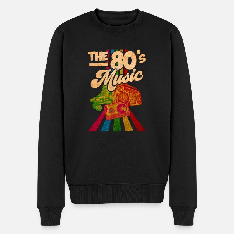 80er Jahre Lied - Männer Premium Bio Pullover - Schwarz