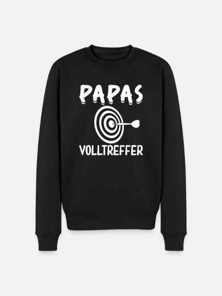 Papas Volltreffer - Männer Premium Bio Pullover - Schwarz