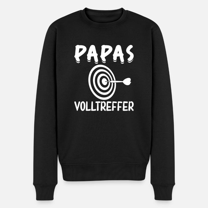 Papas Volltreffer - Männer Premium Bio Pullover - Schwarz