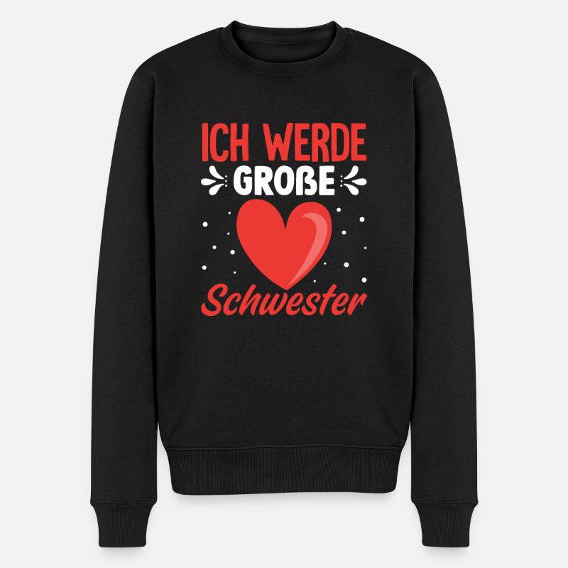 Ich werde große Schwester - Männer Premium Bio Pullover - Schwarz