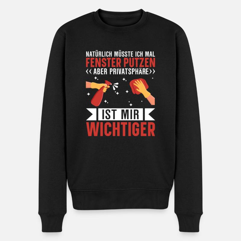 Fenster putzen Haushalt Ironie - Männer Premium Bio Pullover - Schwarz